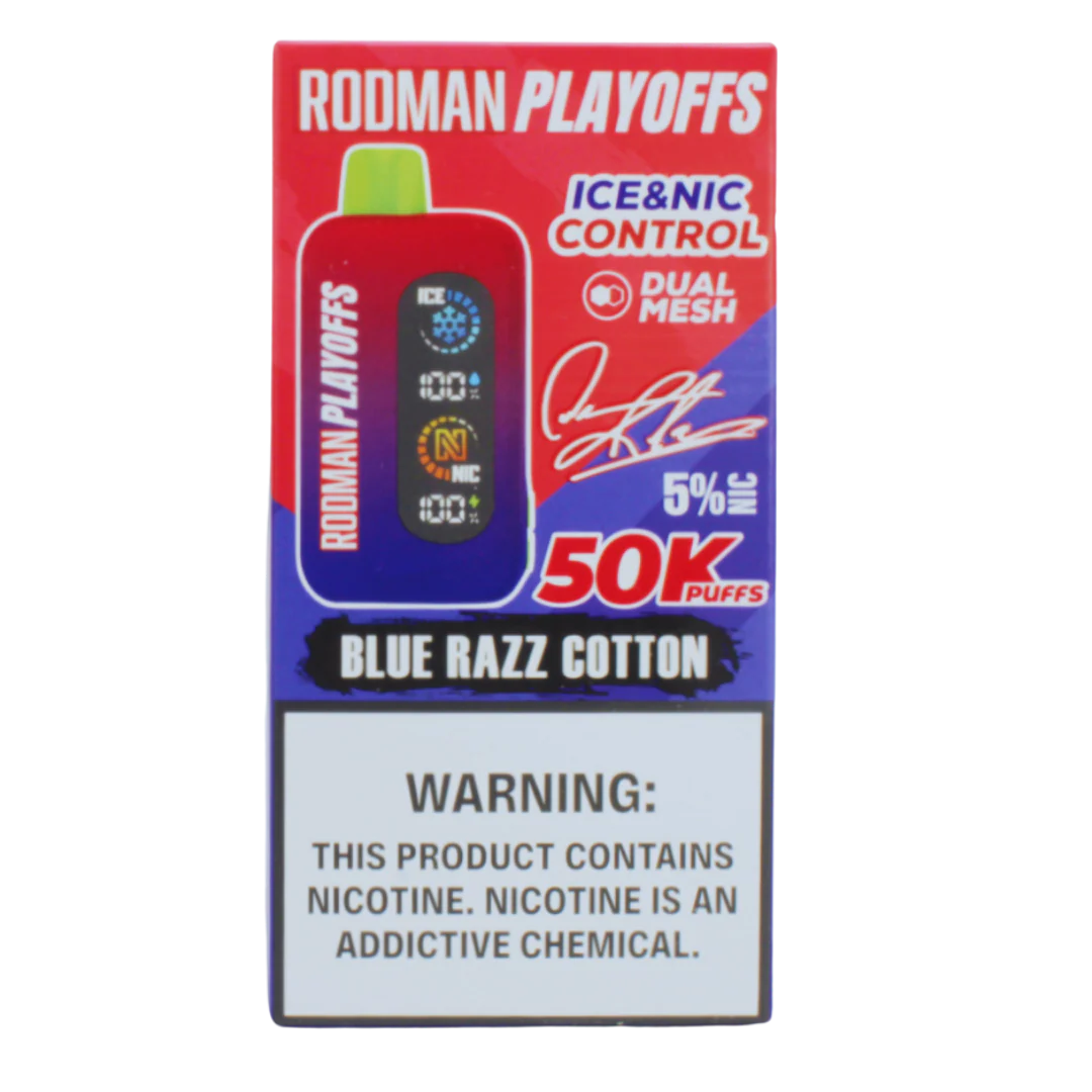 Blue Razz Cotton Candy RODMAN Playoffs 50K Puffs Disposable Vape - Image 2